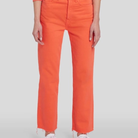 7 for All MANKIND LOGAN STOVEPIPE IN GRAPEFRUIT Jeans - Picture 4 of 7